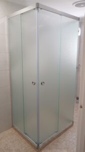 6mm frosted glass corner entry slider